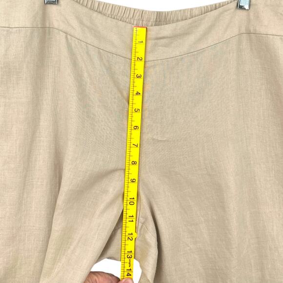 Eileen Fisher Beige Elastic Waistband Linen Capri Pants Womens Size Large - Picture 6 of 7